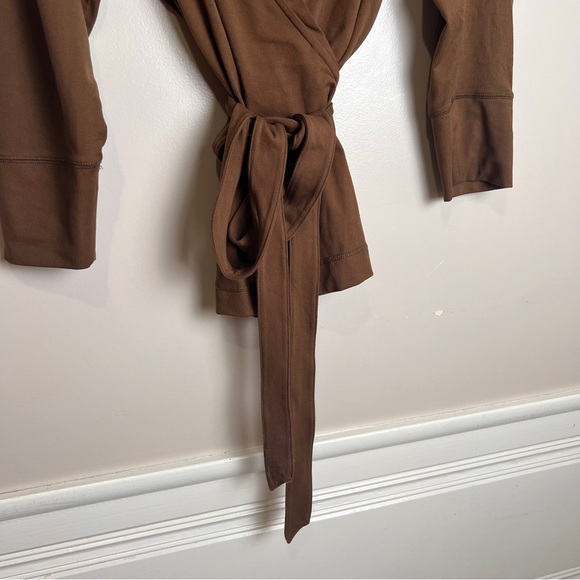 Lucy Chocolate Brown Wrap Top with Tie Waist Size Small EUC - Picture 4 of 5